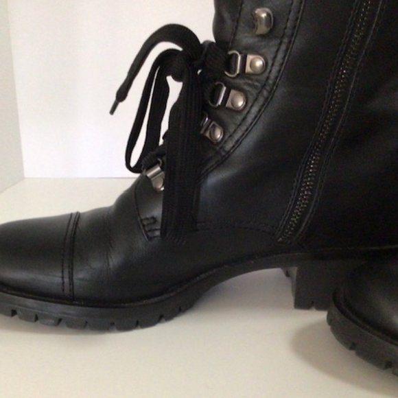 PRADA Black Leather Combat Boot w/ lug sole size 39 - Picture 10 of 14